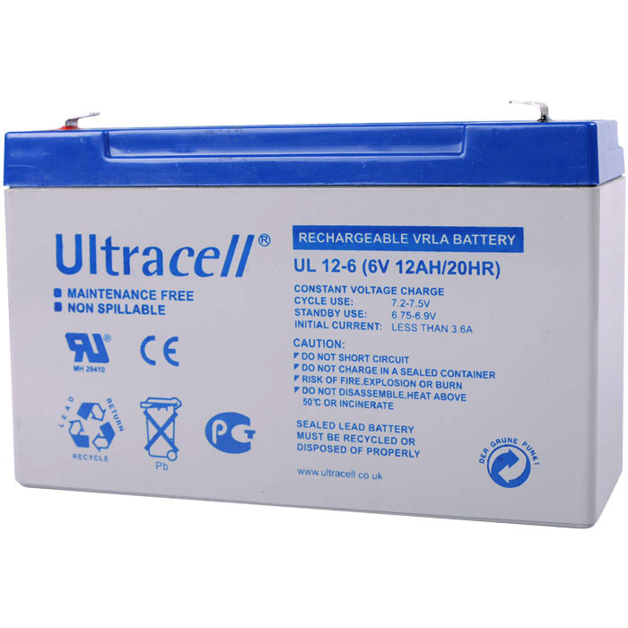 PoliHome Μπαταρίες μολύβδου Ultracell 6V 12Ah F1