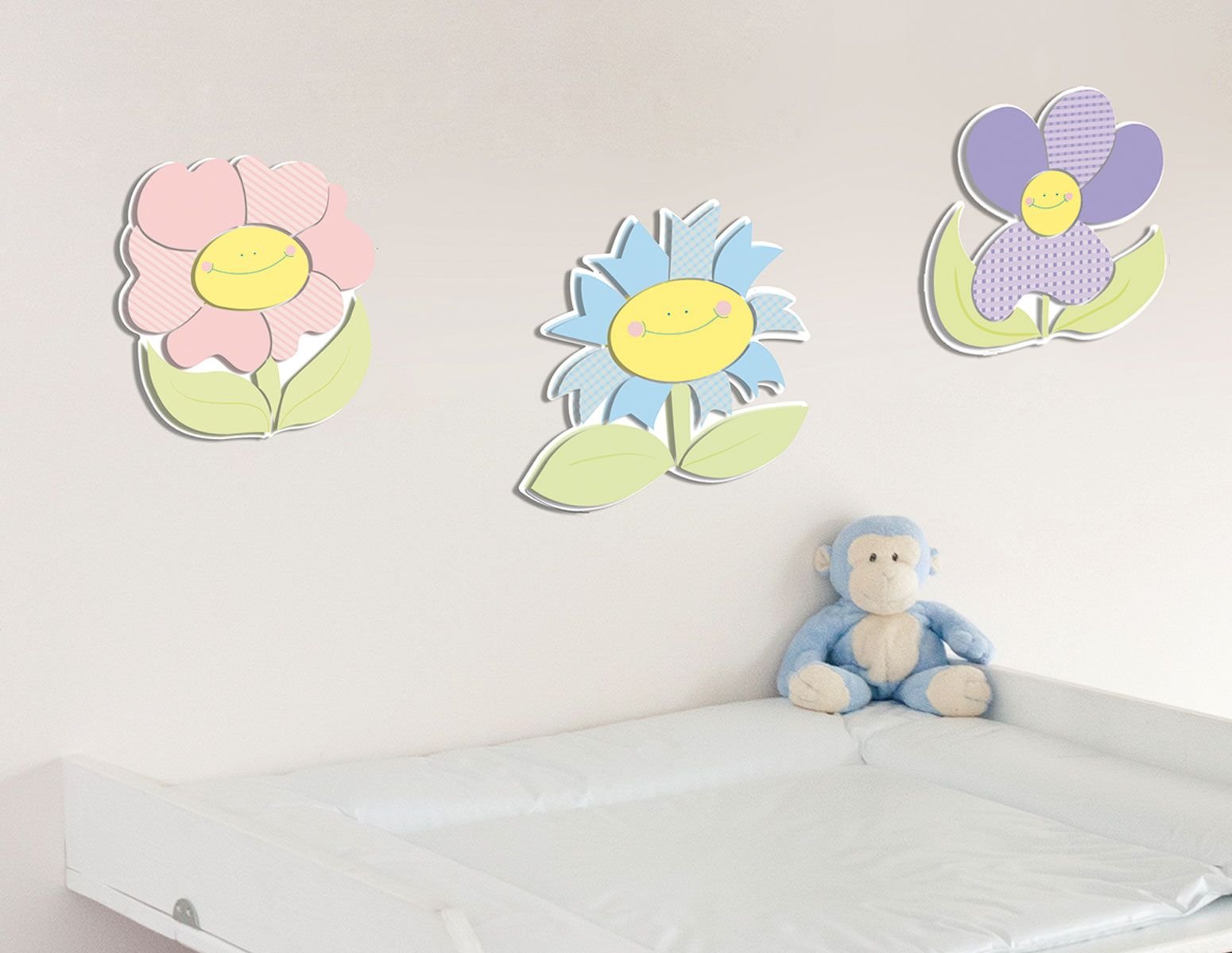Διακοσμητικά αυτοκόλλητα τοίχου Smiling Flowers 3D αφρώδη