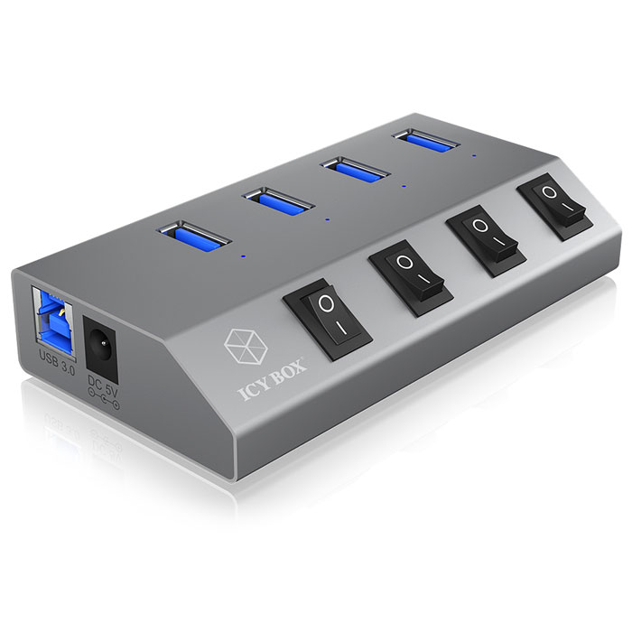 PoliHome USB 3.0 Hub φορτιστής 4 θυρών ICY BOX HUB1405 2 σε 1