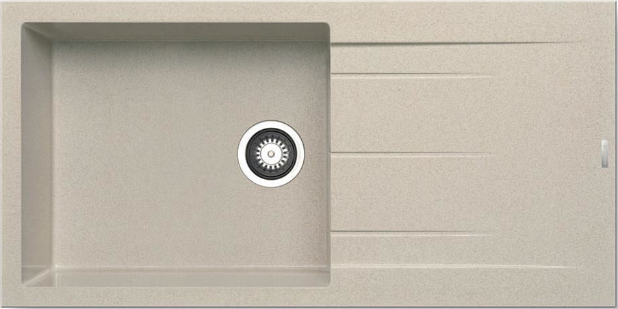 PoliHome Νεροχύτης Pyramis Pyragranite Alazia 1B1D-Beige-Μήκος: 100 εκ.
