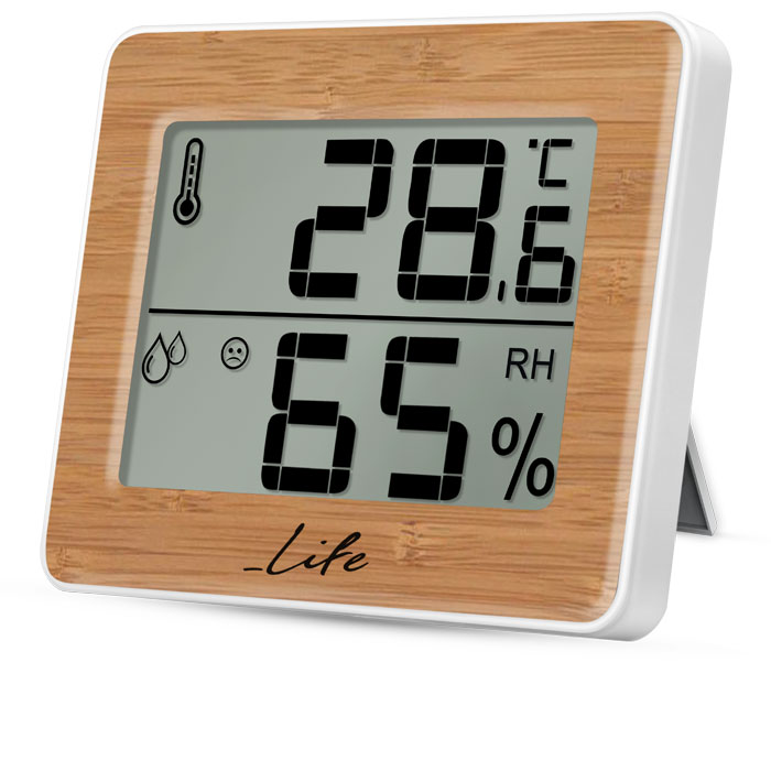 Ψηφιακό θερμόμετρο υγρόμετρο Life Gem Bamboo Edition