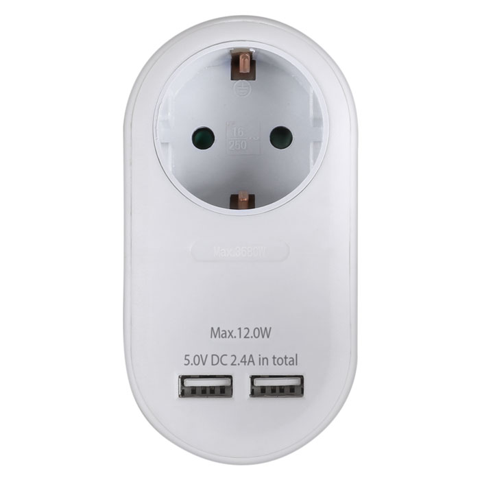 PoliHome Αντάπτορας – φορτιστής Sonora PAW100-2USB24 με 2 εξόδους USB