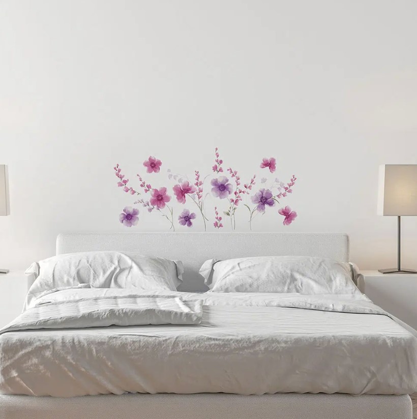 Διακοσμητικά αυτοκόλλητα τοίχου Purple Flowers L