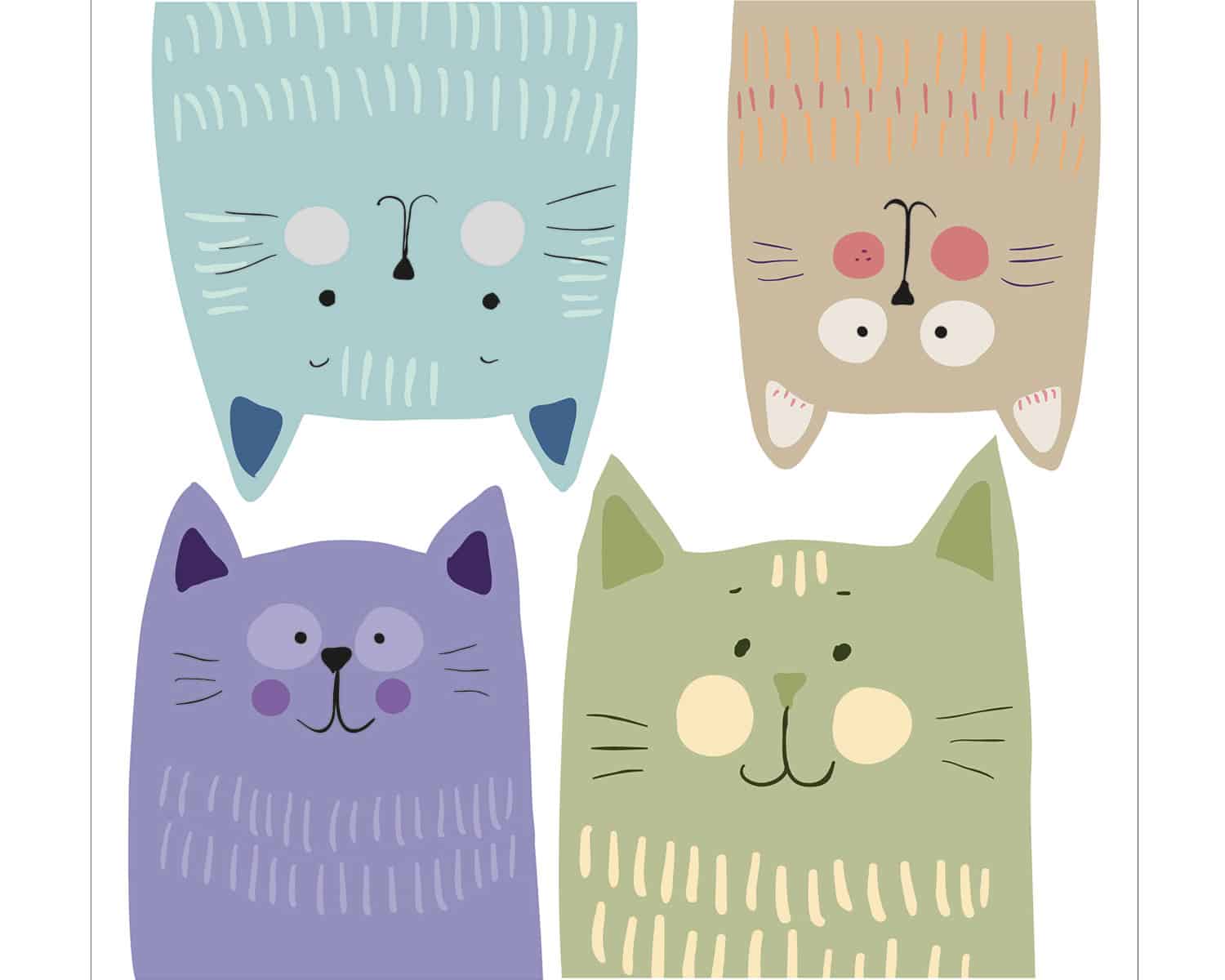 Διακοσμητικά αυτοκόλλητα τοίχου Multicolour Cats Ango