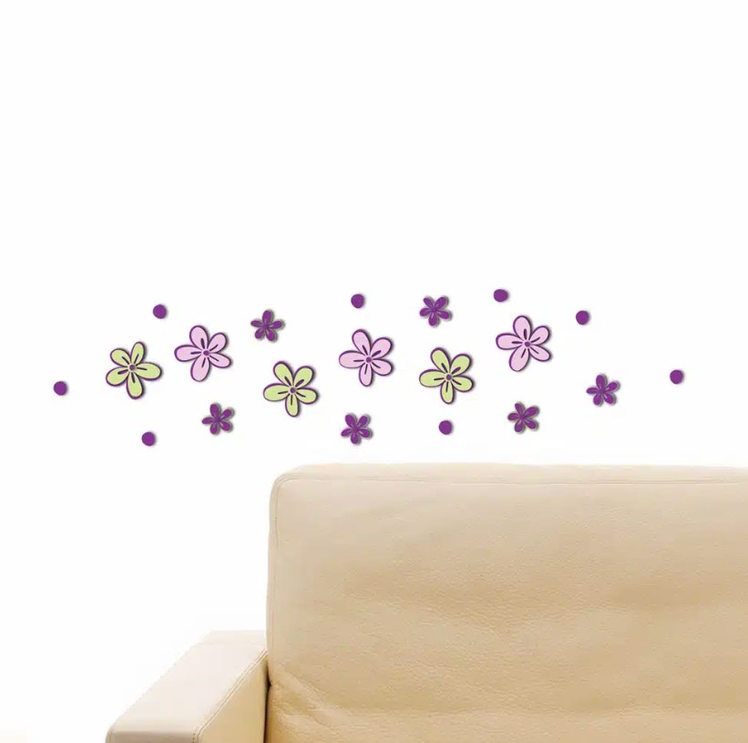 Διακοσμητικά αφρώδη αυτοκόλλητα τοίχου 3D Little Flowers S