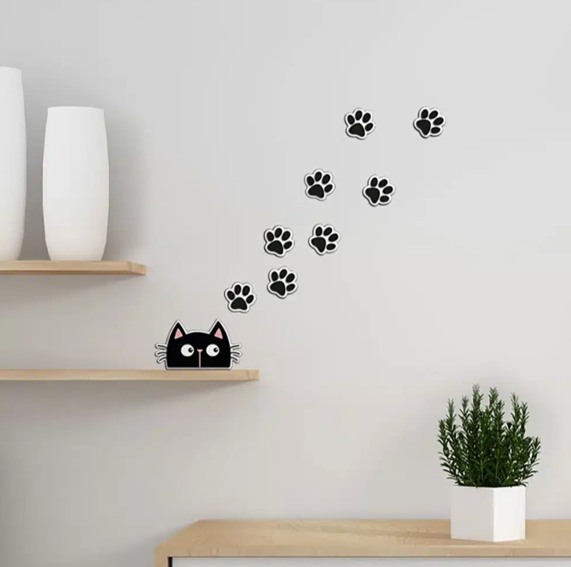 Διακοσμητικά αφρώδη αυτοκόλλητα τοίχου 3D Cat Paws S
