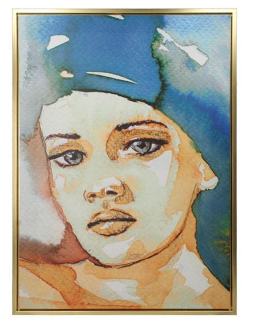 Τυπωμένος Πίνακας με Χρυσή Κορνίζα Femme Coloree