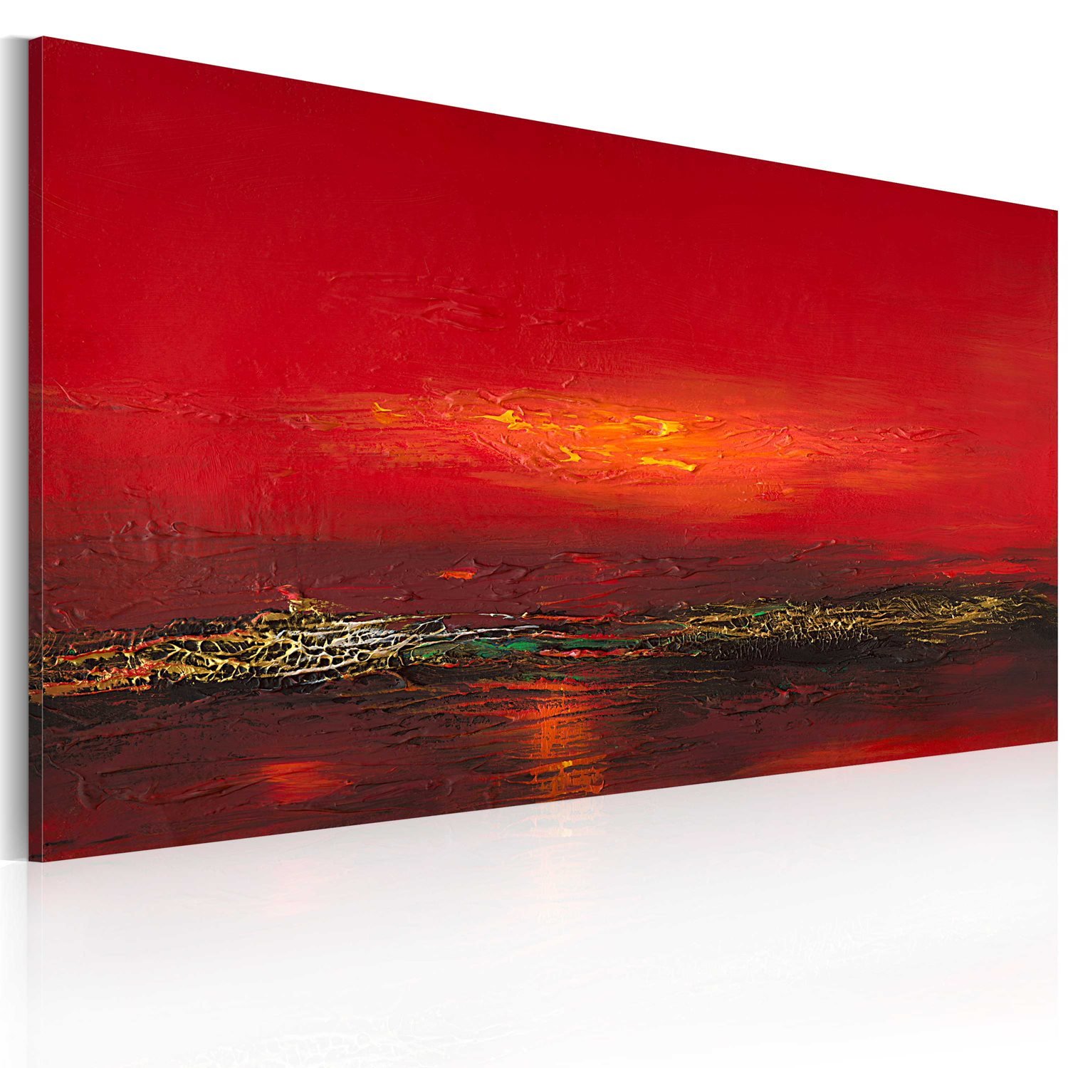 Χειροποίητα ζωγραφισμένος πίνακας – Red sunset over the sea 120×60