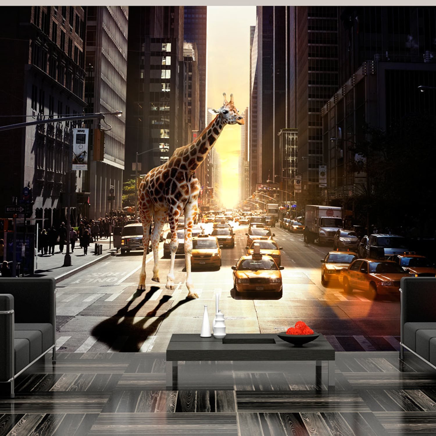 PoliHome Φωτοταπετσαρία - Giraffe in the big city 400x309