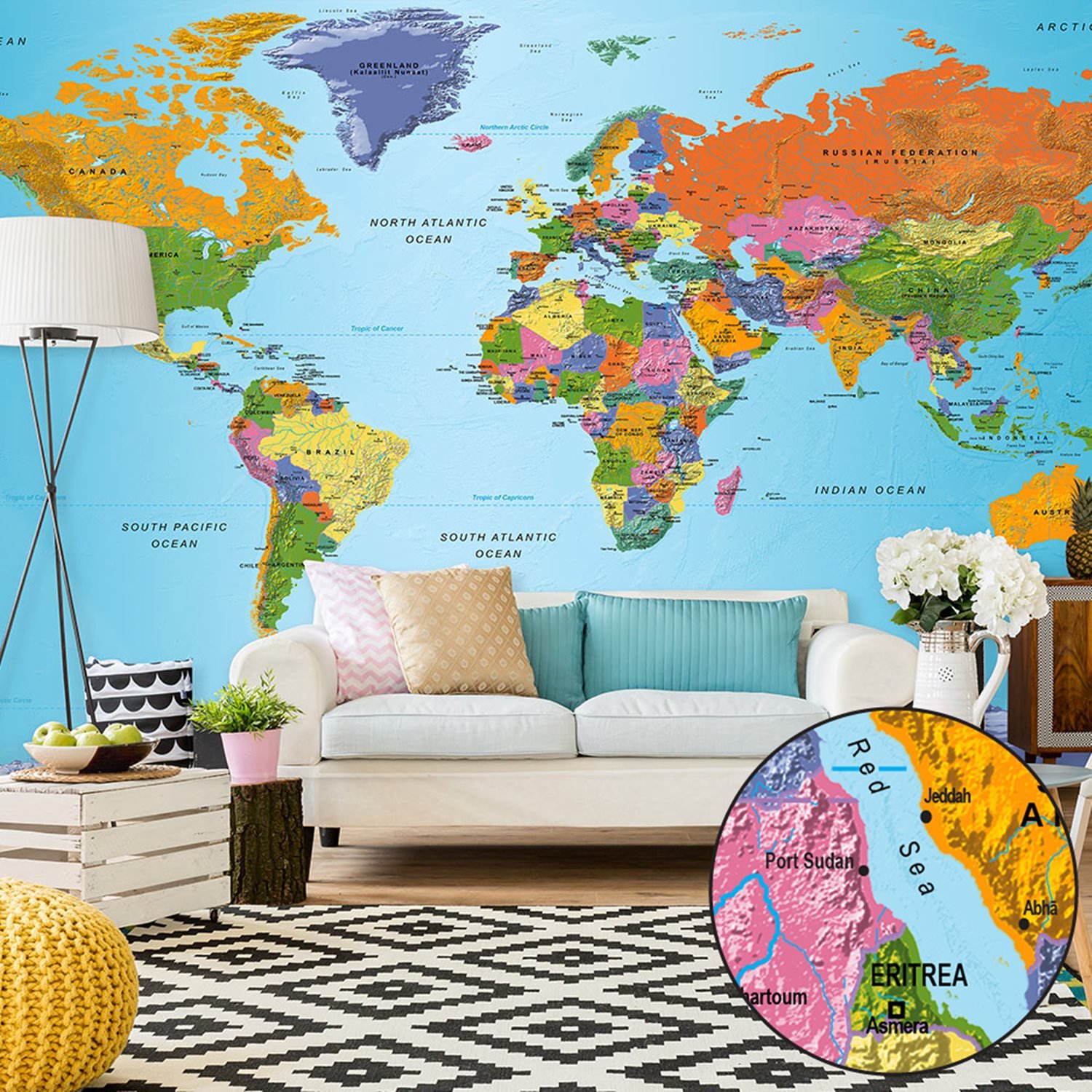 Ταπετσαρία XXL – World Map: Colourful Geography II 500×280