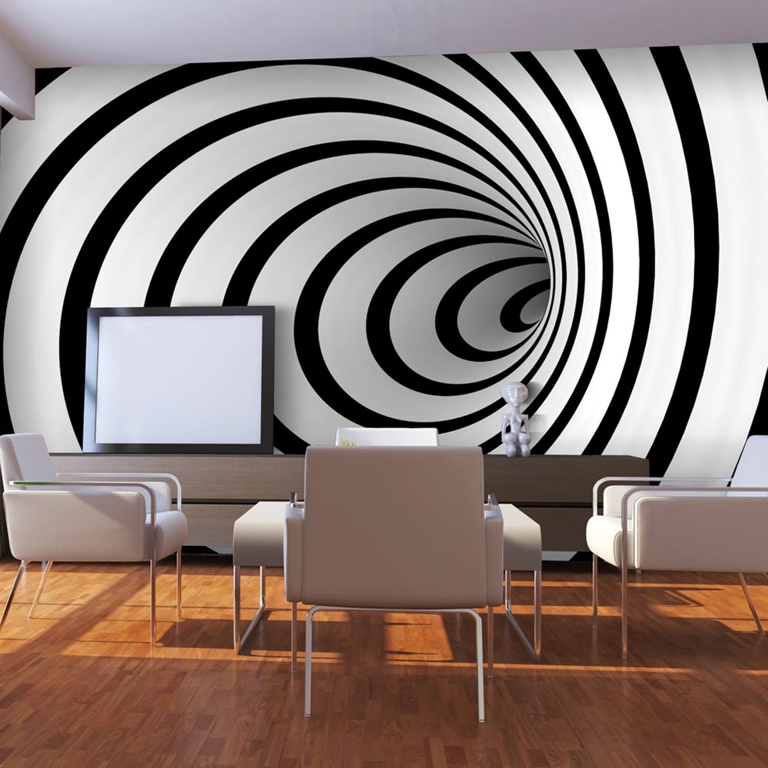 Φωτοταπετσαρία – Black and white 3D tunnel 450×270