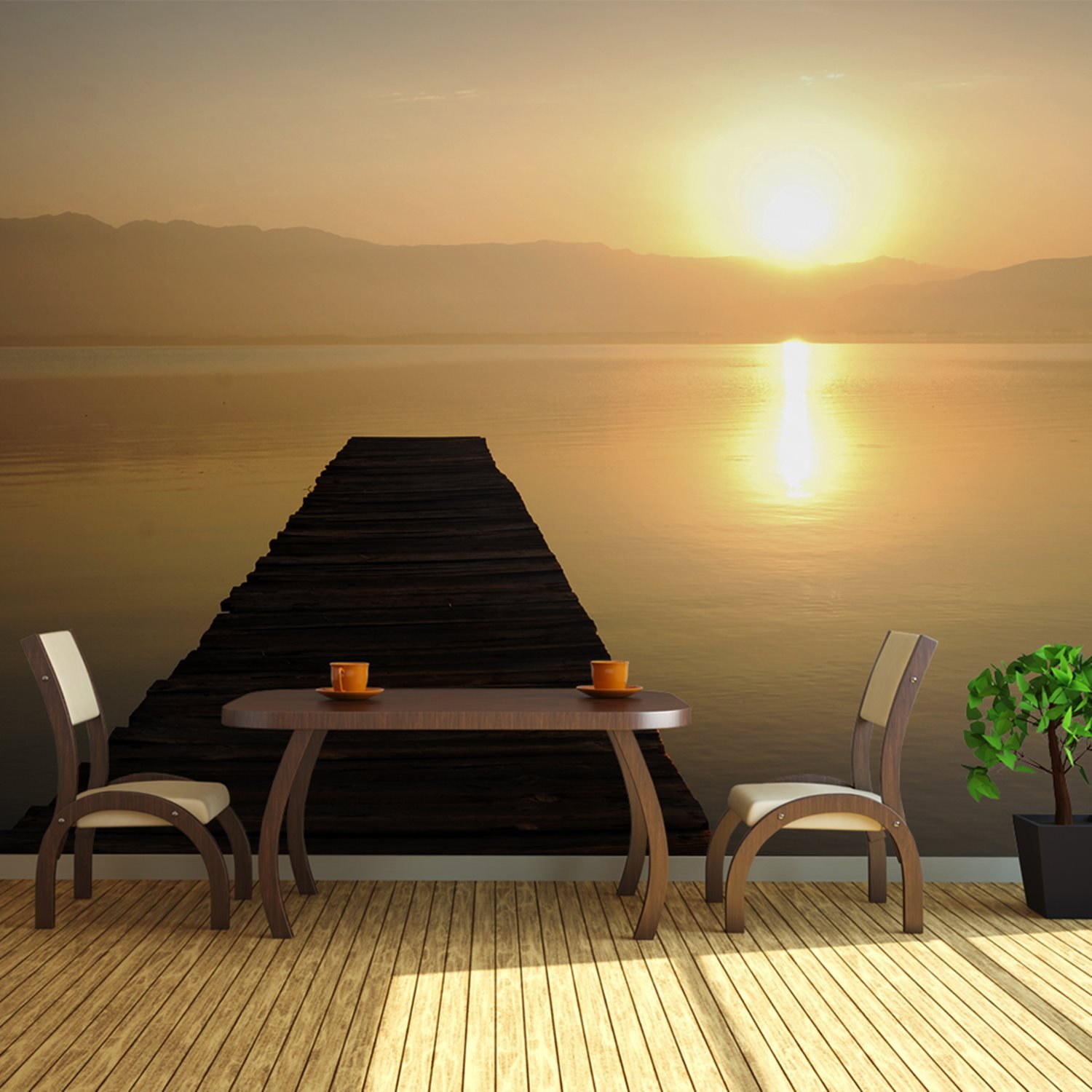 Ταπετσαρία XXL – jetty, lake, sunset… 550×270