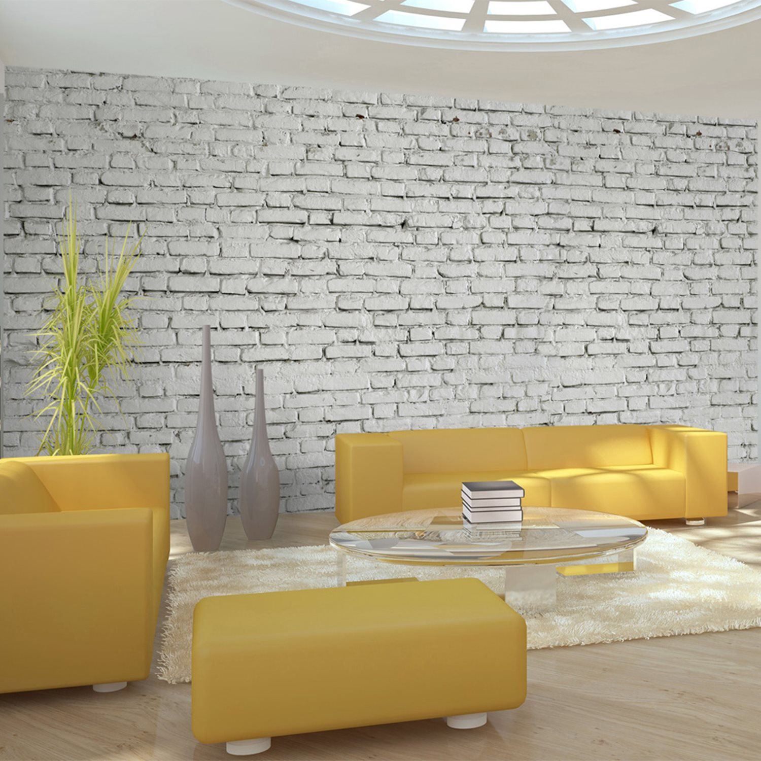 Ταπετσαρία XXL – Wall made from white raw brick 550×270