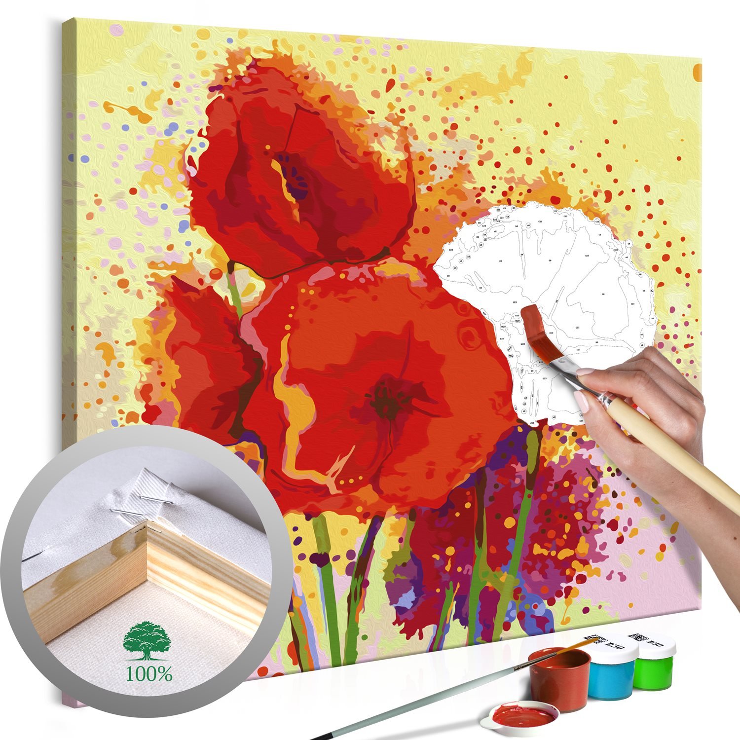 PoliHome Πίνακας για να τον ζωγραφίζεις - Poppies (modern) 60x60