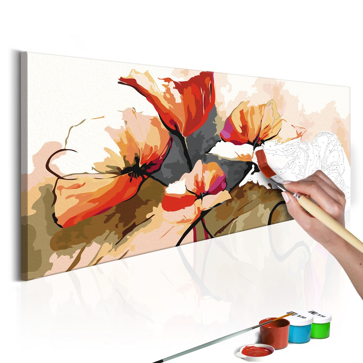 PoliHome Πίνακας για να τον ζωγραφίζεις - Flowers - Delicate Poppies 100x40