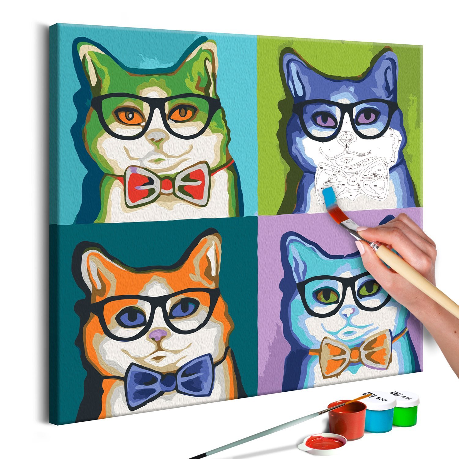 PoliHome Πίνακας για να τον ζωγραφίζεις - Cats With Glasses 40x40
