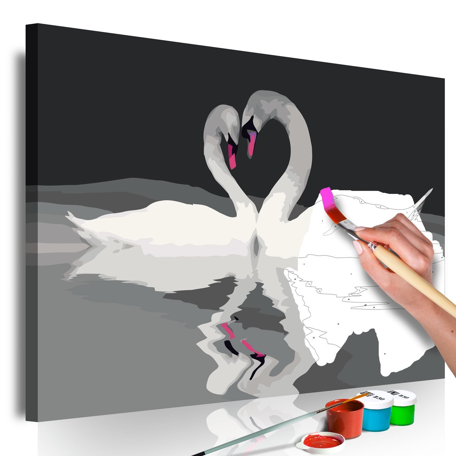 PoliHome Πίνακας για να τον ζωγραφίζεις - Swan Couple 60x40