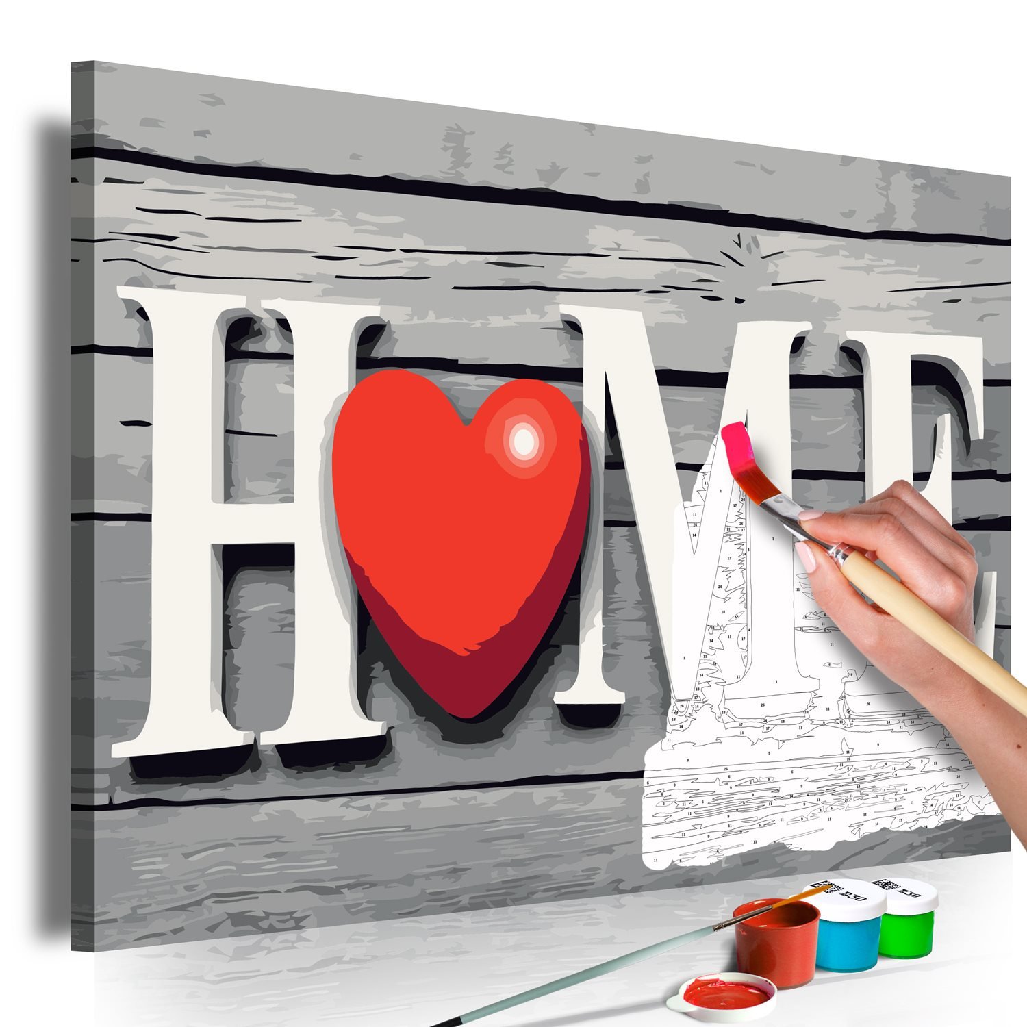Πίνακας για να τον ζωγραφίζεις – Home with Red Heart 60×40