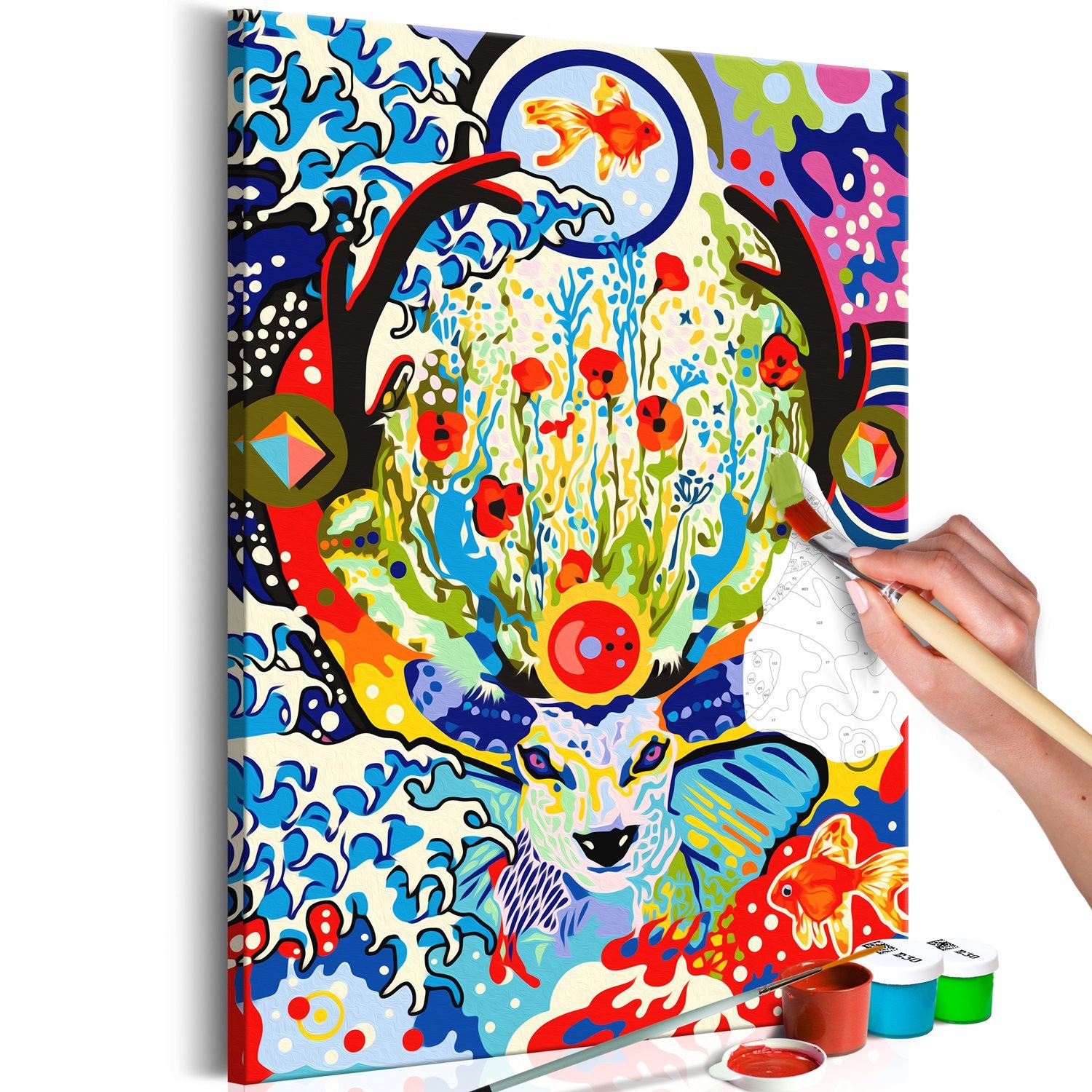 Πίνακας για να τον ζωγραφίζεις – Deer and Flowers 40×60