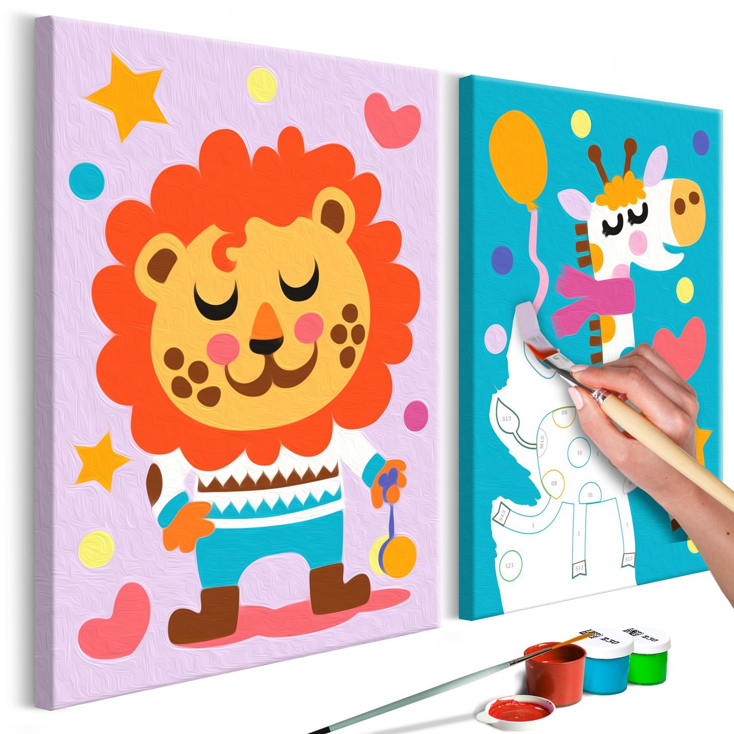 Πίνακας για να τον ζωγραφίζεις – Lion Giraffe 33×23