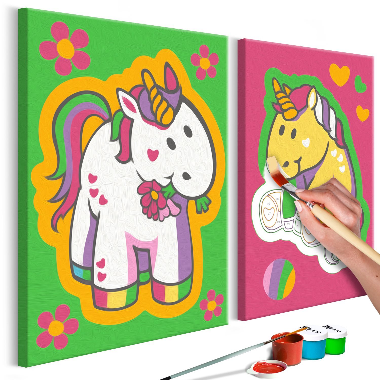 Πίνακας για να τον ζωγραφίζεις – Unicorns (Green Pink) 33×23