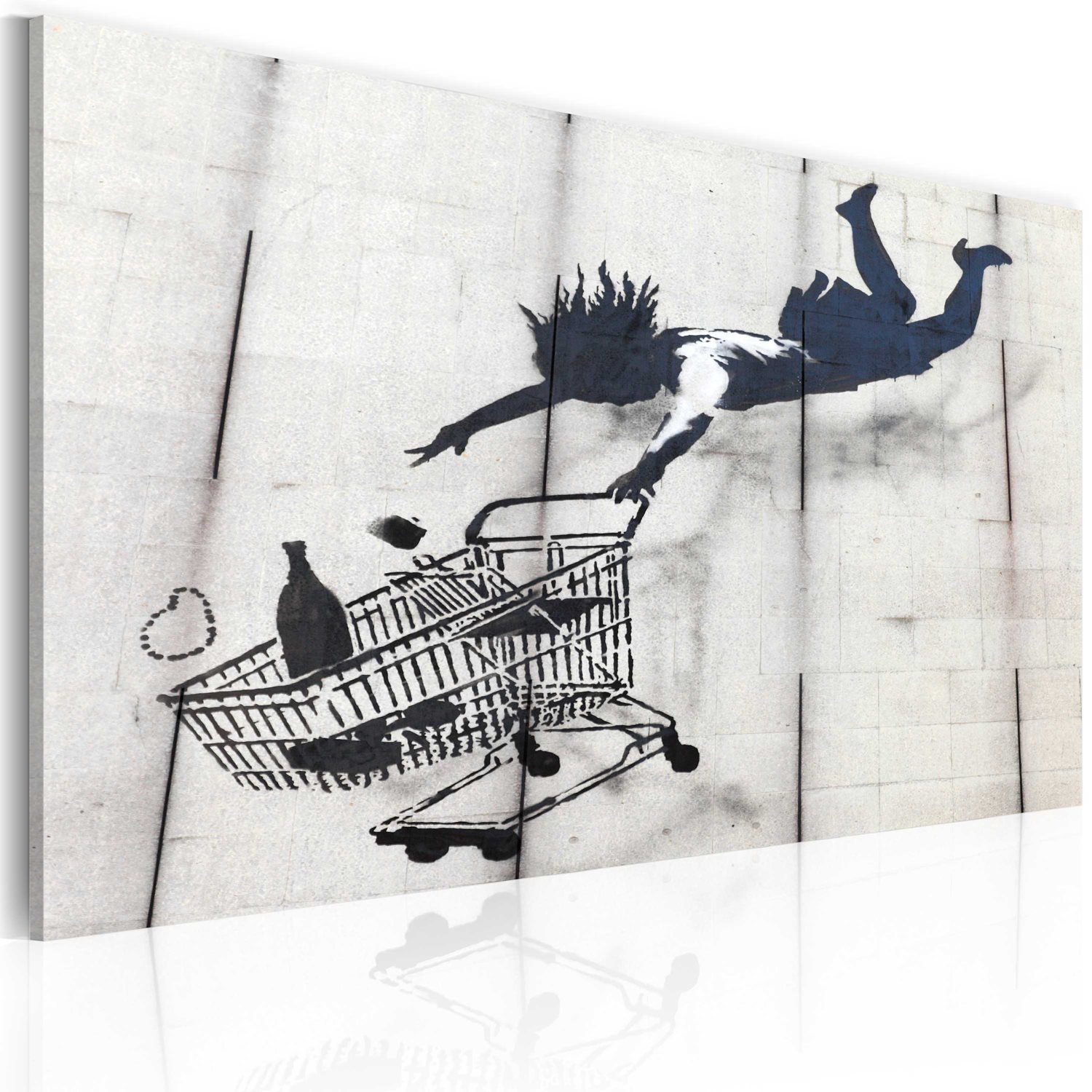 Πίνακας – Falling woman with supermarket trolley (Banksy) 60×40
