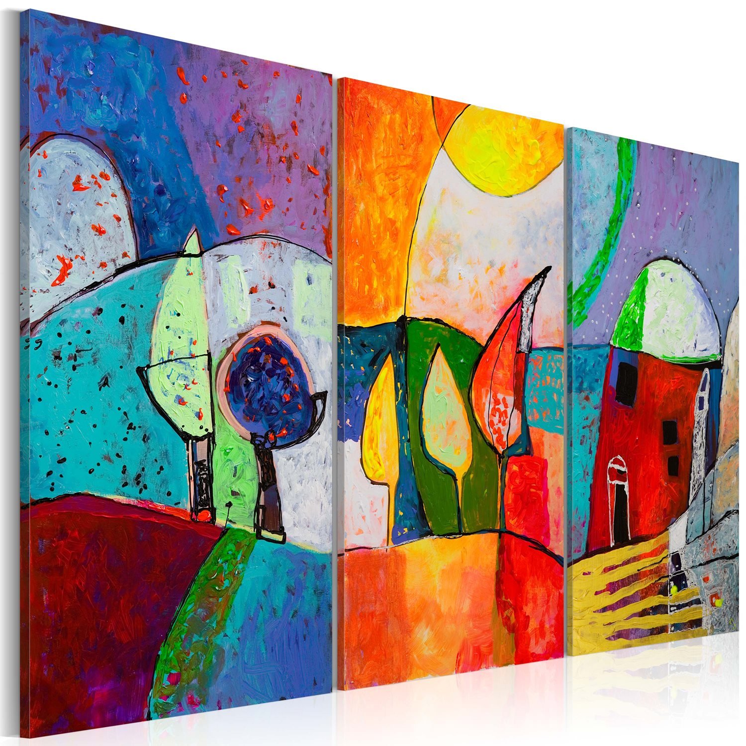 Χειροποίητα ζωγραφισμένος πίνακας – Colourful landscape 120×80
