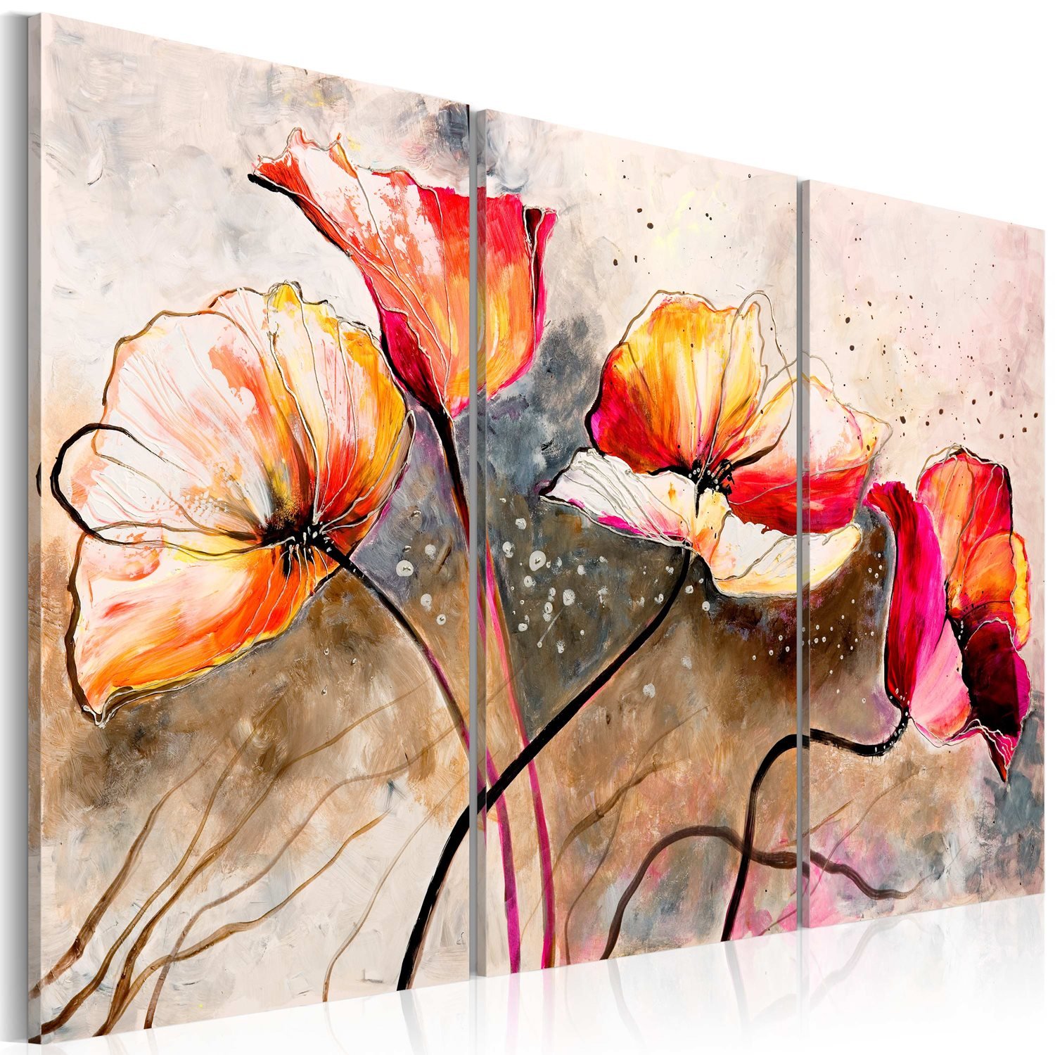 Χειροποίητα ζωγραφισμένος πίνακας – Poppies lashed by the wind 120×80