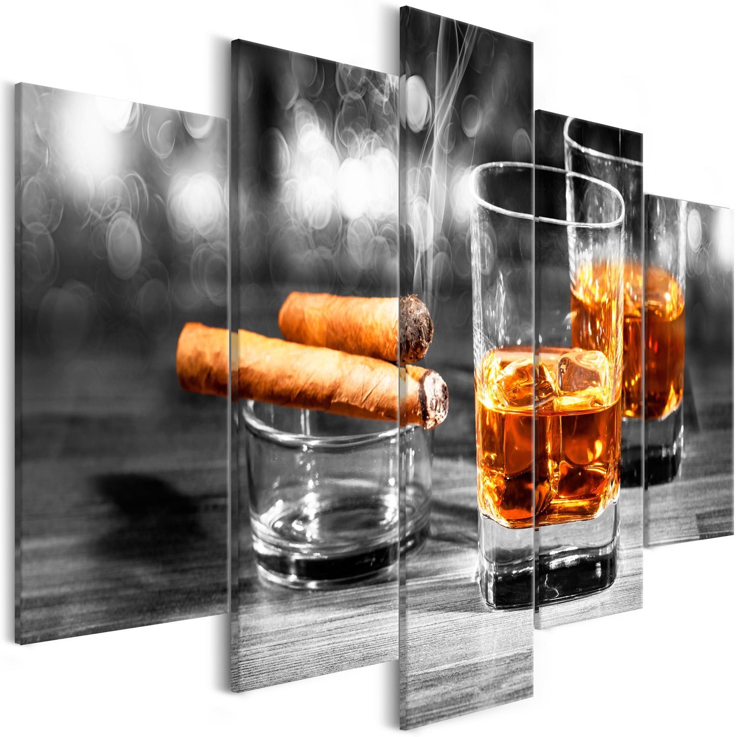 Πίνακας – Cigars and Whiskey (5 Parts) Wide 225×100