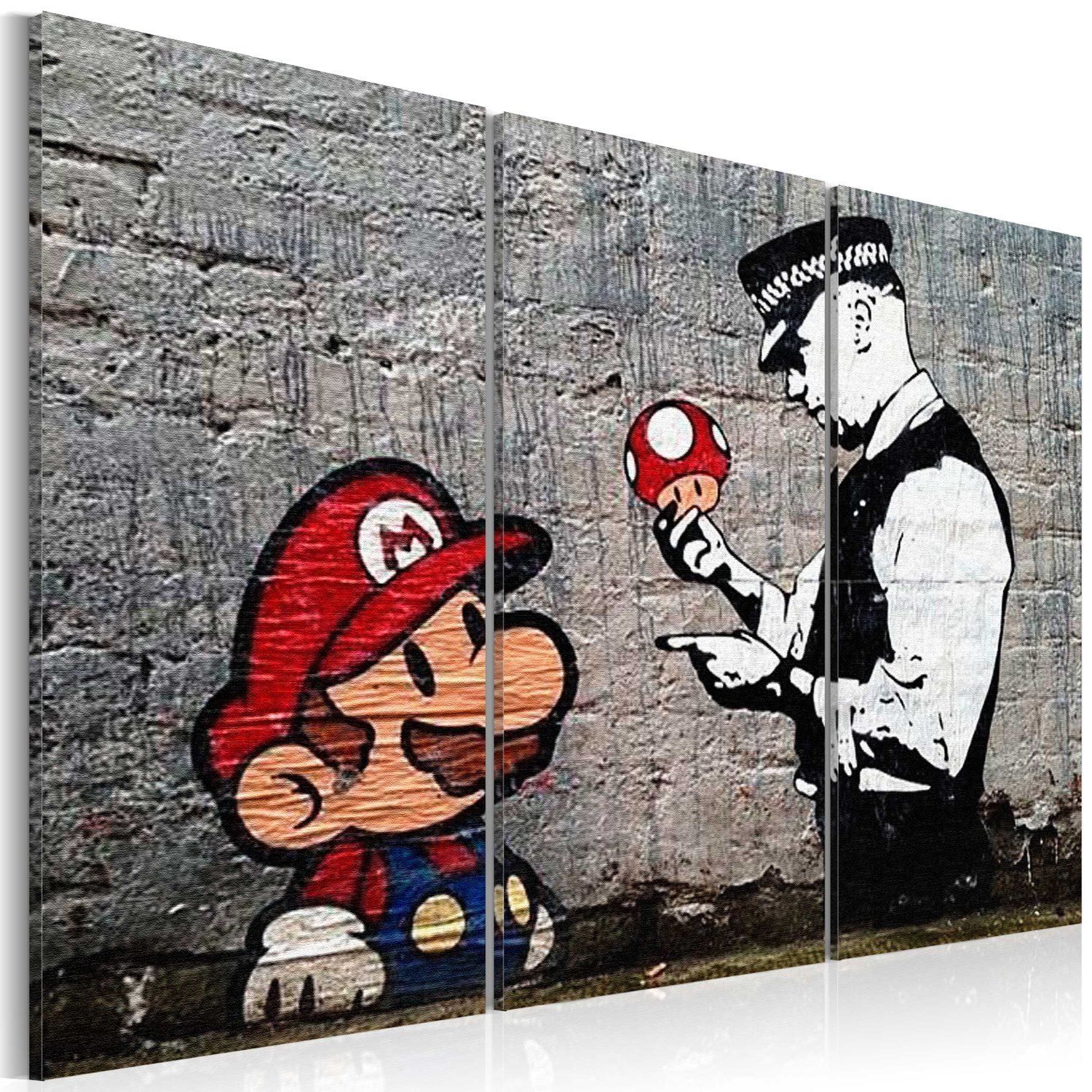 PoliHome Πίνακας - Super Mario Mushroom Cop by Banksy 90x60