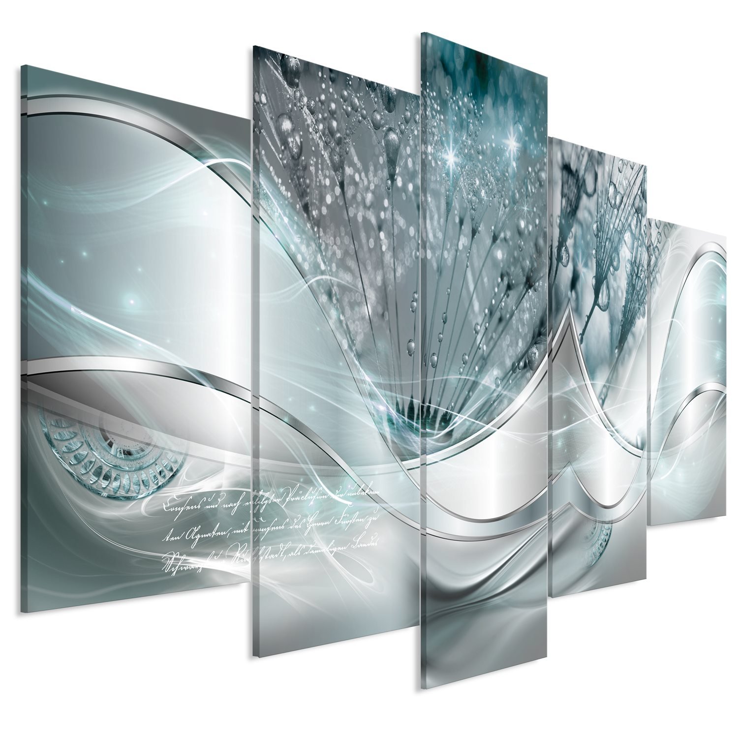 Πίνακας – Modern Dandelions (5 Parts) Blue Wide 225×100