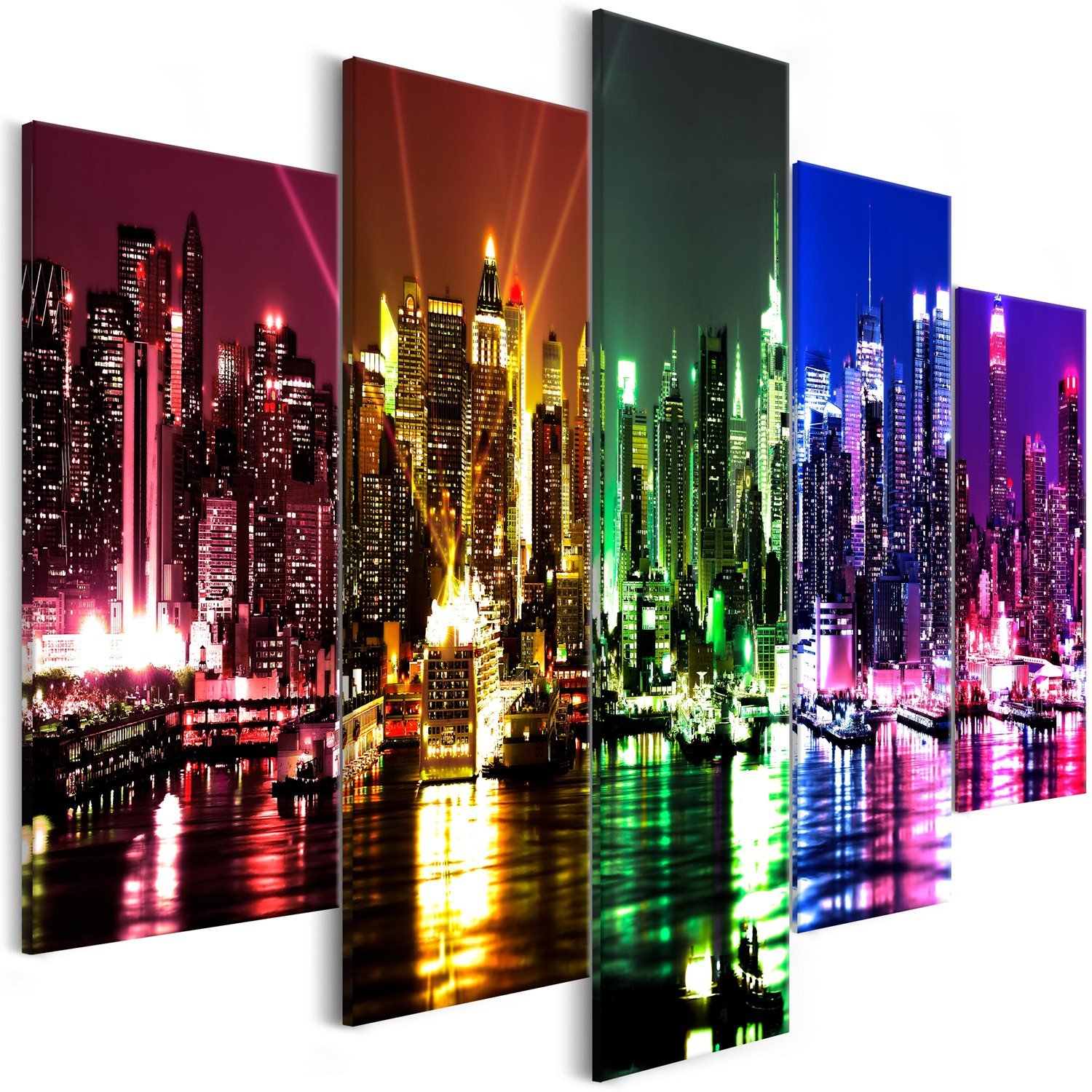 Πίνακας – Rainbow New York (5 Parts) Wide 225×100