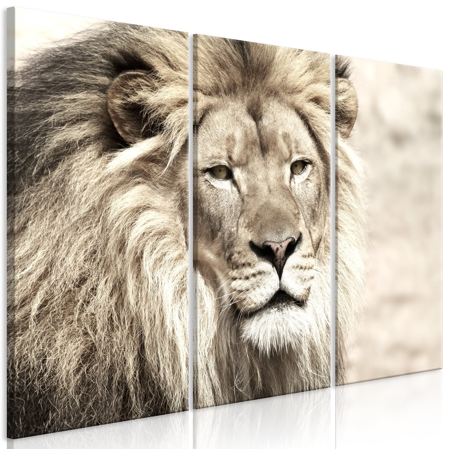 PoliHome Πίνακας - The King of Beasts (3 Parts) Beige 90x60