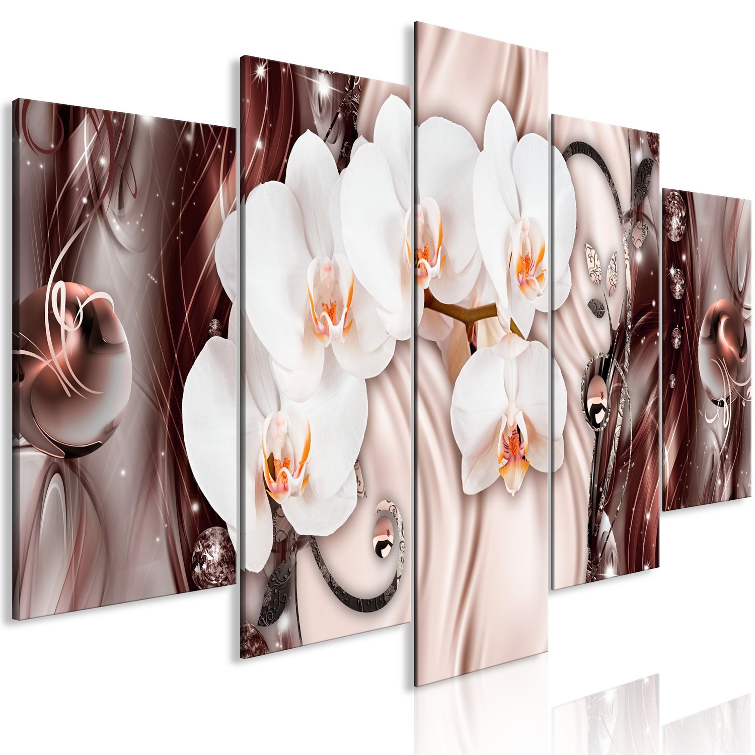 Πίνακας – Orchid Waterfall (5 Parts) Wide Pink 225×100