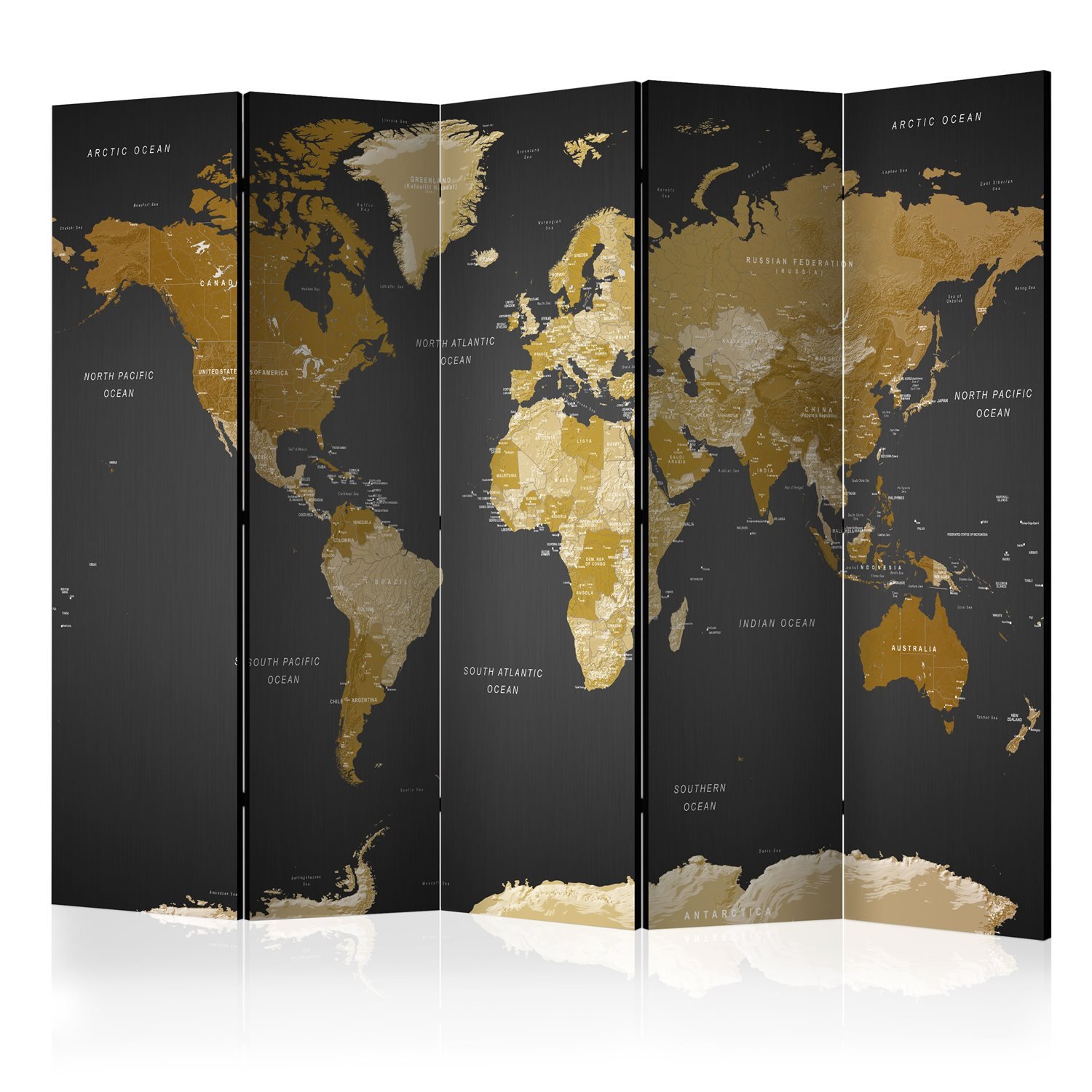 Διαχωριστικό με 5 τμήματα – Room divider – World map on dark background 225×172