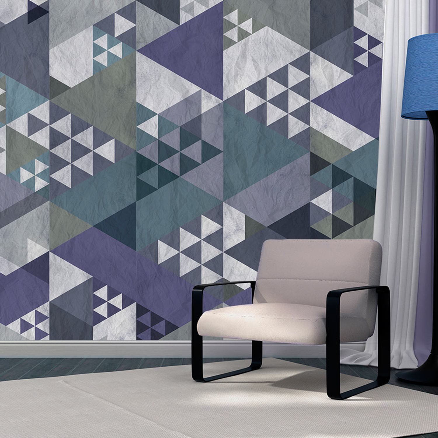 Φωτοταπετσαρία – Blue patchwork 50×1000