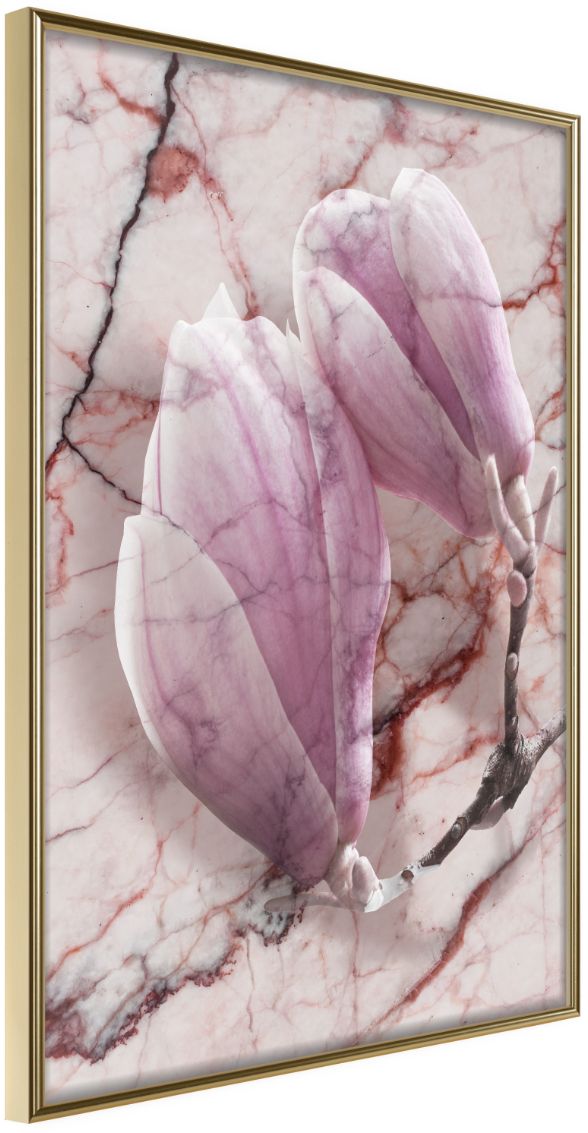 PoliHome Αφίσα - Magnolia on Marble Background - 40x60 - Χρυσό - Χωρίς πασπαρτού
