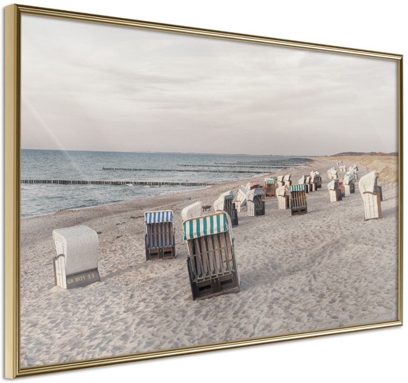 PoliHome Αφίσα - Baltic Beach Chairs - 30x20 - Χρυσό - Χωρίς πασπαρτού