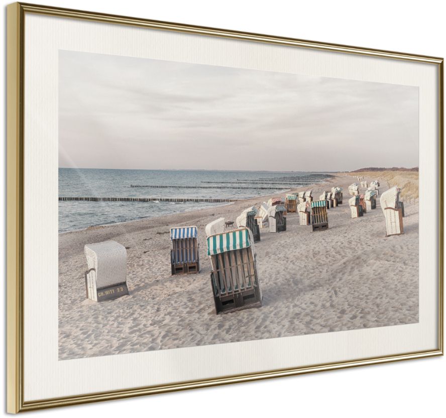 PoliHome Αφίσα - Baltic Beach Chairs - 60x40 - Χρυσό - Με πασπαρτού