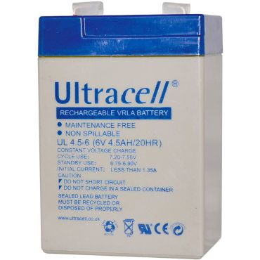 Μπαταρίες μολύβδου Ultracell 6V 4.5Ah F1