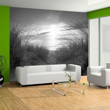 Self-adhesive photo wallpaper - beach (black and white)