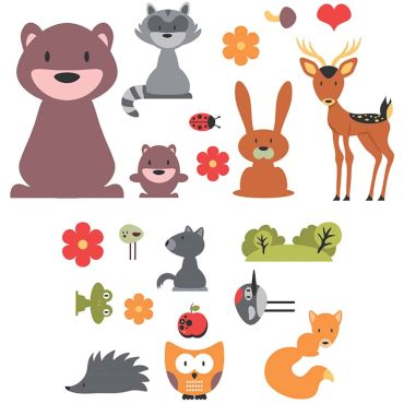 Διακοσμητικά αυτοκόλλητα τζαμιού Forest Animals L