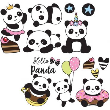 Διακοσμητικά αυτοκόλλητα τζαμιού ή τοίχου Panda L