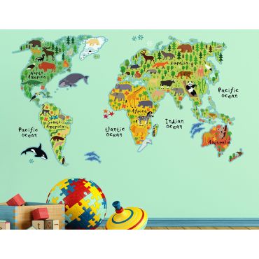 Διακοσμητικά αυτοκόλλητα τοίχου World Map