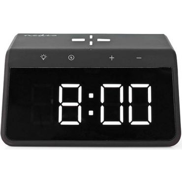 Wireless mobile phone charger & desk clock / alarm clock Nedis WCACQ30BK