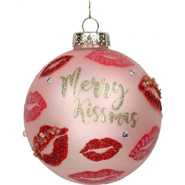 Γυάλινo στολίδι Merry Kissmas