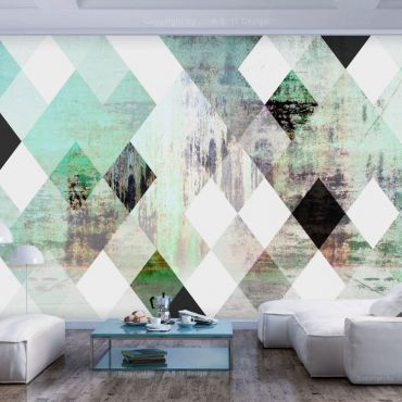 Self-adhesive photo wallpaper - Rhombic Chessboard (Green)