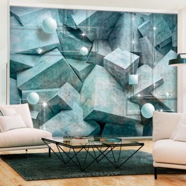 Self-adhesive photo wallpaper - Concrete Cubes (Green)