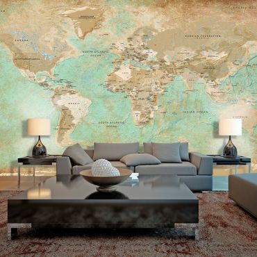 Ταπετσαρία XXL - Turquoise World Map II 500x280