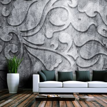 Φωτοταπετσαρία - Silver background with floral pattern